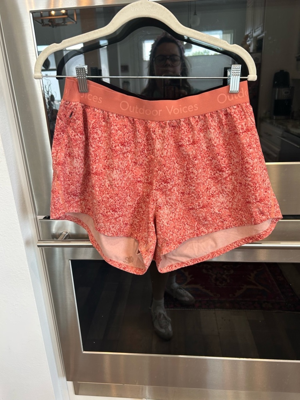 Outdoor Voices relay Shorts size L interior wear near zipper has stain